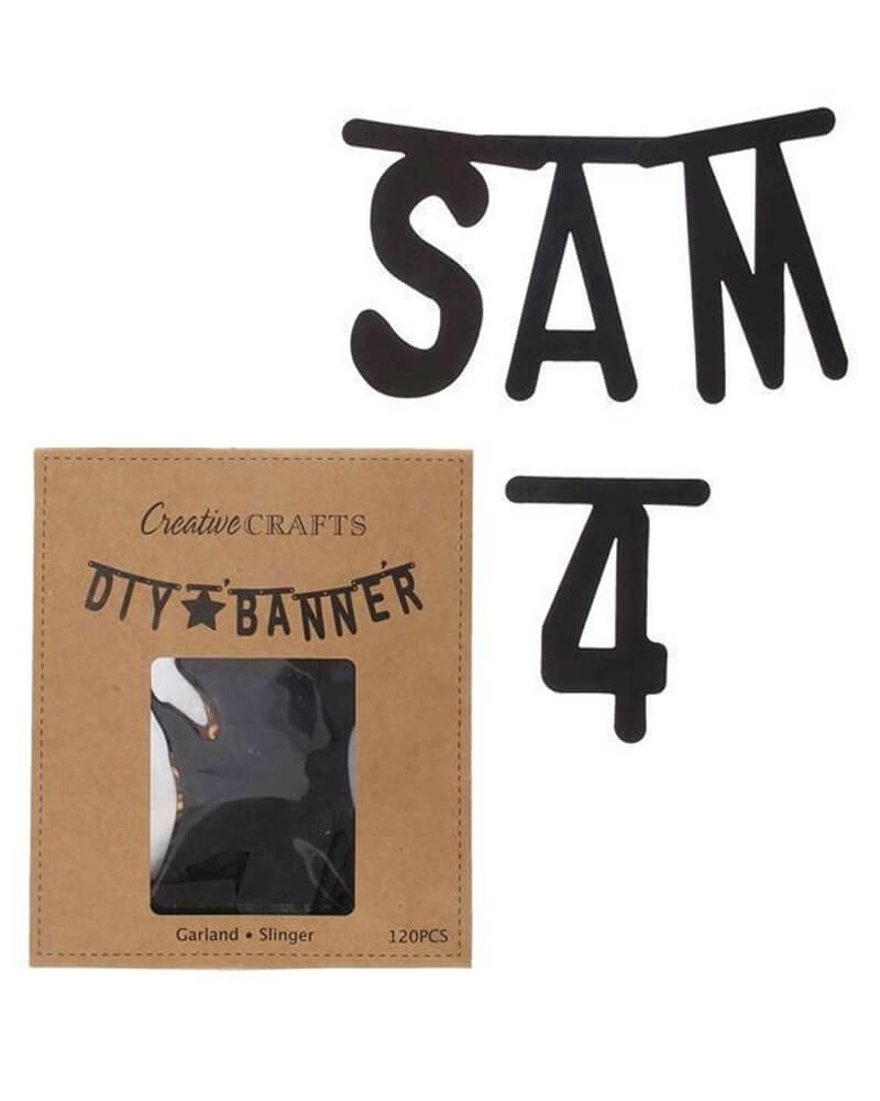 Party Collection Bogstavsbanner Sort (U) Arts & Entertainment Celebration Supplies Beautycos