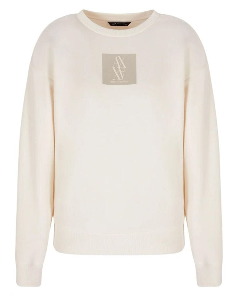 Armani Exchange Woman Logo Sweatshirt White Str XL Apparel & Accessories Clothing Shirts Tops Beautycos