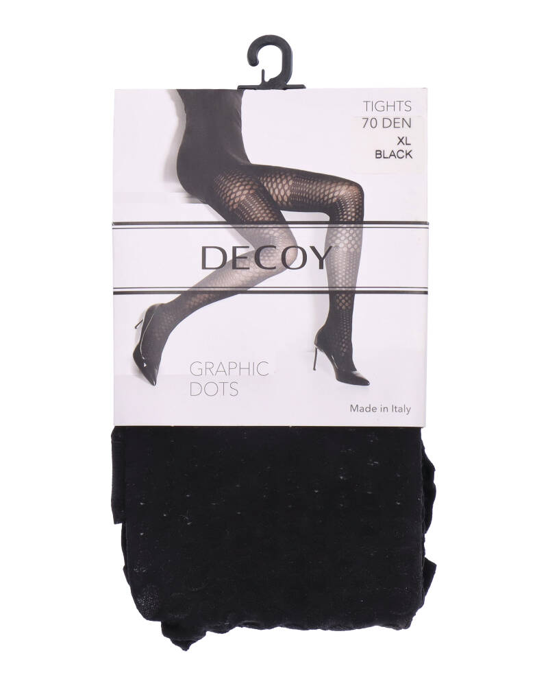 Decoy Fashion Tight Graphic Dots Black 70 Den XL Apparel & Accessories Clothing Underwear Socks Beautycos