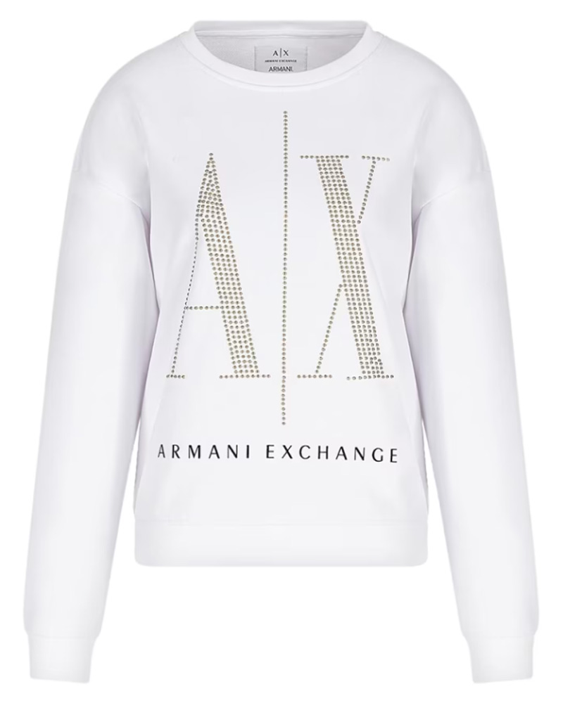 Armani Exchange Woman Sweatshirt White Str M Apparel & Accessories Clothing Shirts Tops Beautycos