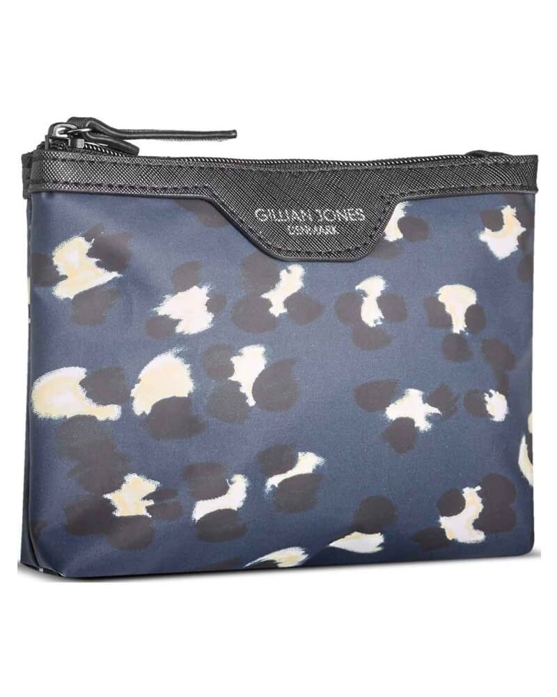 Gillian Jones Makeup Purse Blue Leopard Health & Beauty Personal Care Cosmetics Cosmetic Tools Beautycos