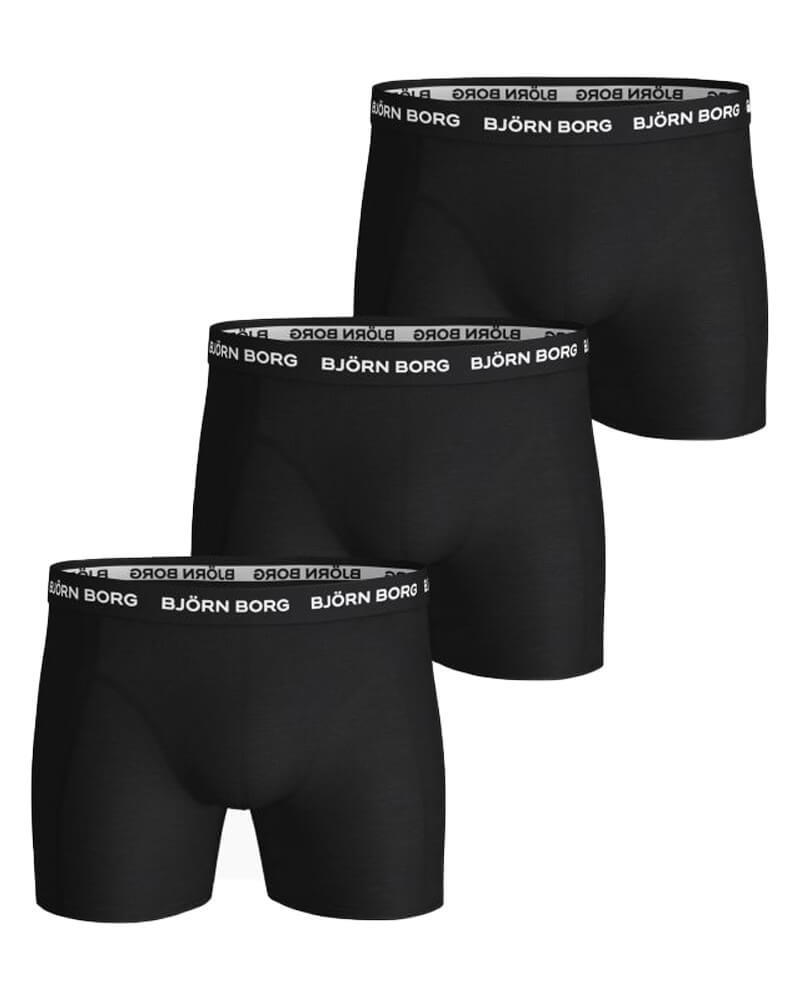 Björn Borg Essential 3-Pack Cotton Strech Shorts Sort- Str S 3 Stk Apparel & Accessories Clothing Underwear Socks Beautycos