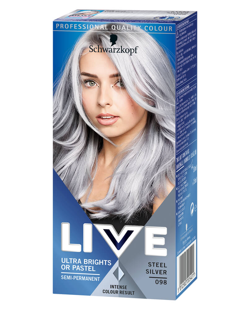 Schwarzkopf Live Ultra Brights 98 Steel Silver (U) 50 ML Health & Beauty Personal Care Hair Color Beautycos