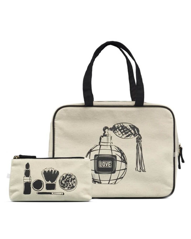 Gillian Jones Toilettaske Sæt Eco Cotton Luggage & Bags Cosmetic Toiletry Beautycos