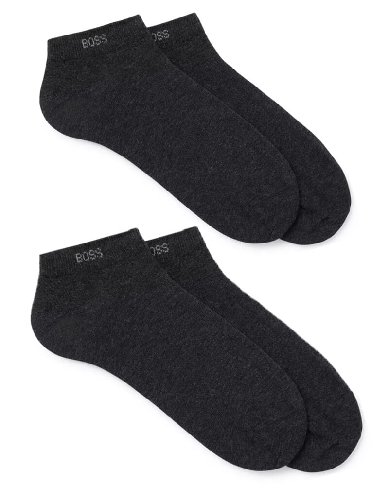 Boss Hugo 2-Pack Shoeliner Finest Soft Cotton Grey Str 43-46 2 Stk Apparel & Accessories Clothing Underwear Socks Beautycos