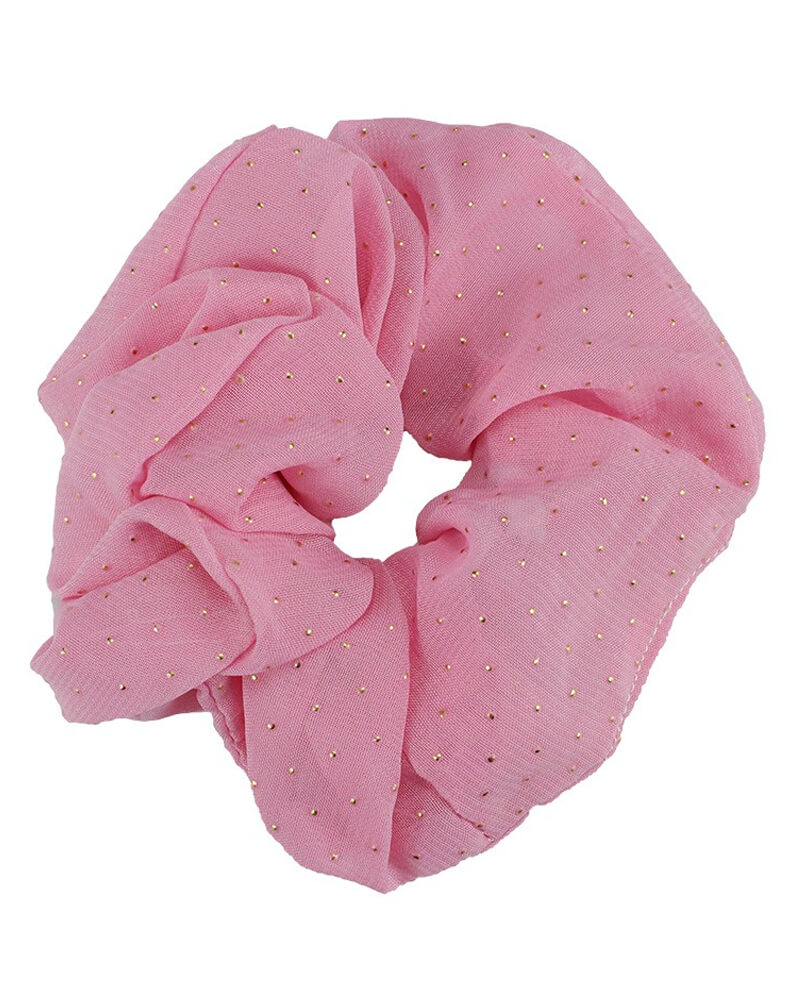 Everneed Scrunchie Rosa Med Guld Dots (U) Apparel & Accessories Clothing Hair Ponytail Holders Beautycos