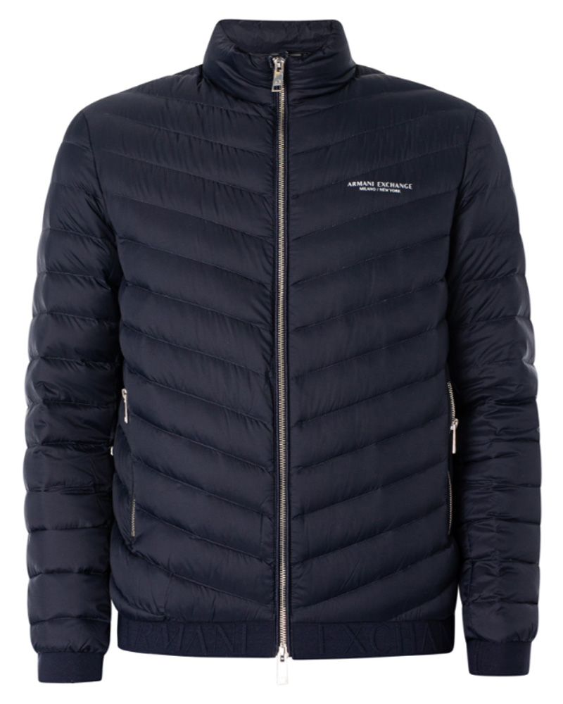 Armani Exchange Down Jacket Navy Melange Grey XL Apparel & Accessories Clothing Beautycos