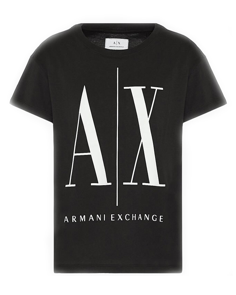 Armani Exchange Icon Period Femme T-Shirt Noir L Apparel & Accessories Clothing Shirts Tops Beautycos