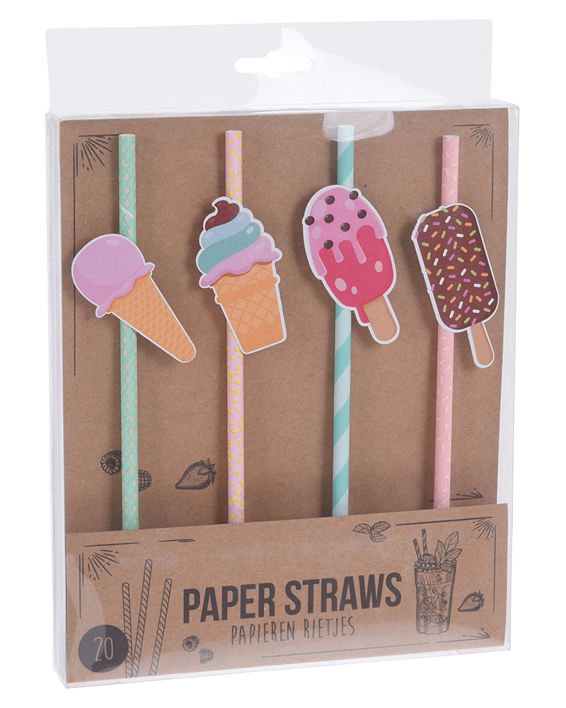 Party Collection Papirsugerør Is 20 Stk Arts & Entertainment Celebration Supplies Beautycos