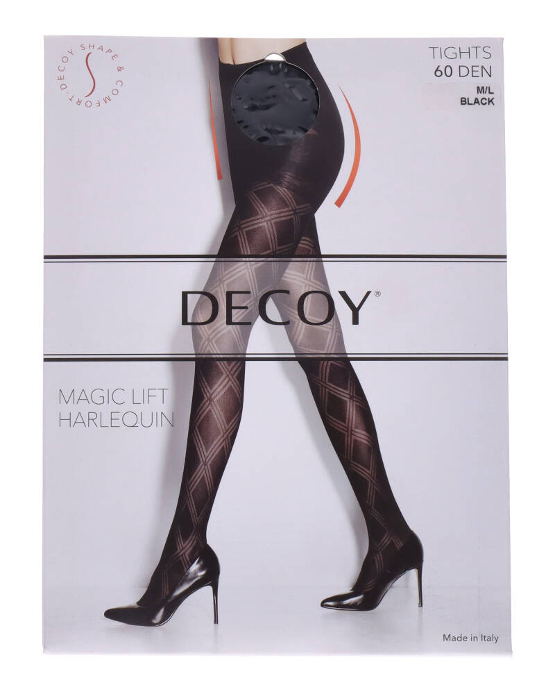 Decoy Magic Lift Harlequin Tights 60 Den Black M L Apparel & Accessories Clothing Underwear Socks Beautycos