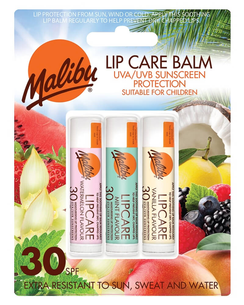Malibu Lip Care Balm Spf 30 (F) 3 Stk Health & Beauty Personal Cosmetics Skin Balms Treatments Beautycos