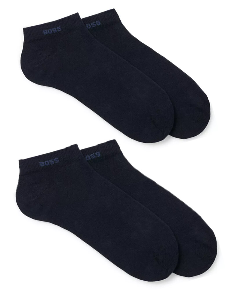 Boss Hugo 2-Pack Shoeliner Finest Soft Cotton Navy Str 43-46 2 Stk Apparel & Accessories Clothing Underwear Socks Beautycos