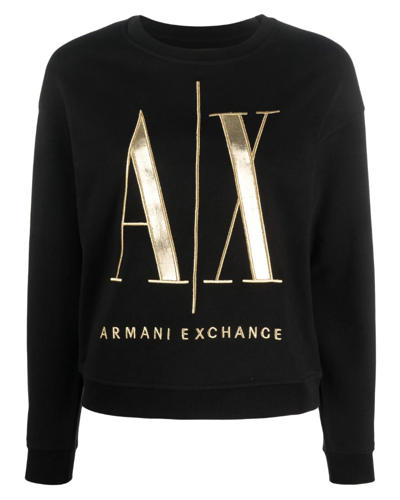 Armani Exchange Woman Sweatshirt Black Str M Apparel & Accessories Clothing Shirts Tops Beautycos