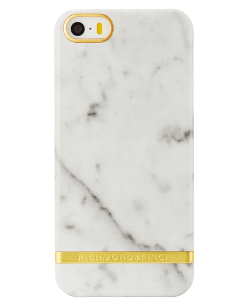 Richmond And Finch Carrera White Marble Glossy - Gold iPhone 5/5S/SE Cover (U)
