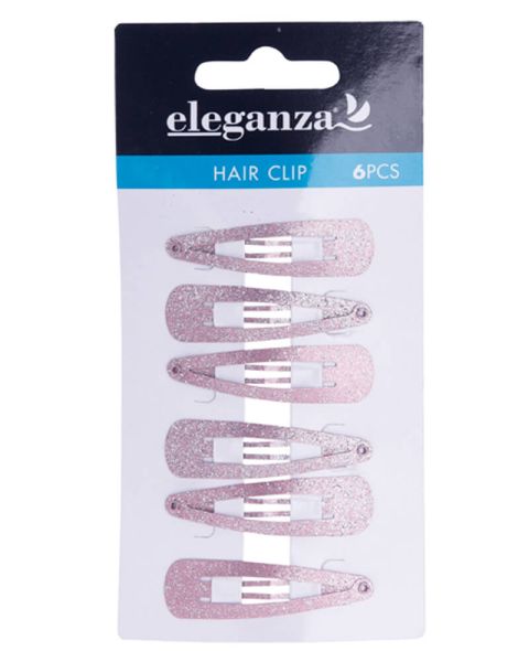 Eleganza Lyserøde Glimmer Hårspænder 6cm