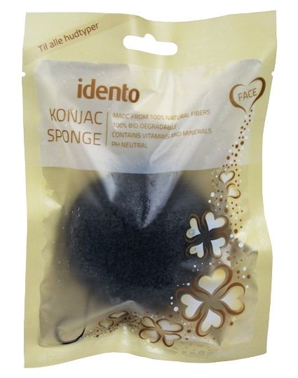 Idento Konjac Svamp - Halfball - Bamboo Charcoal (Sort) (U)