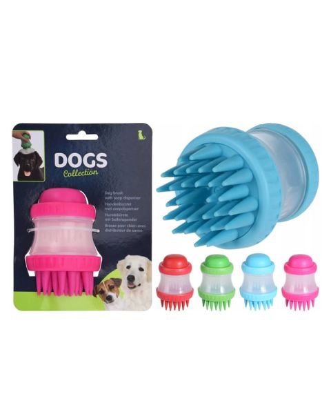 Excellent Houseware Brosse pour chien avec distributeur de savon Rouge