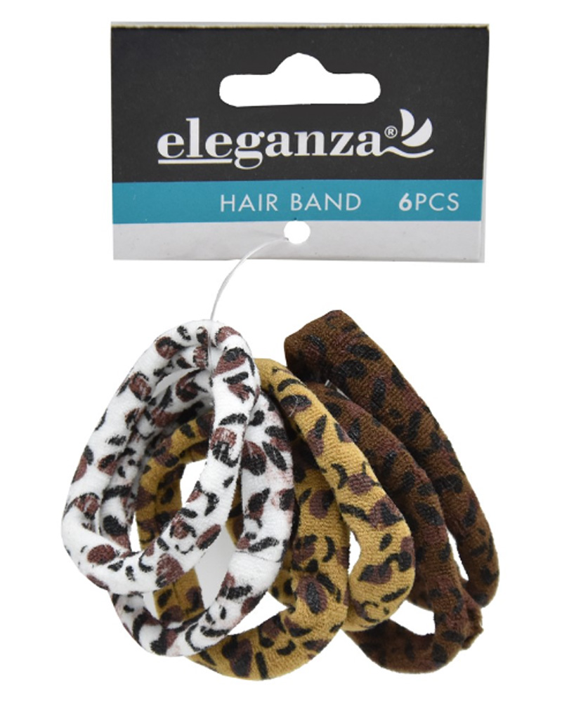 Eleganza Hårelastikker Leopard Print 6 Stk Apparel & Accessories Clothing Hair Ponytail Holders Beautycos