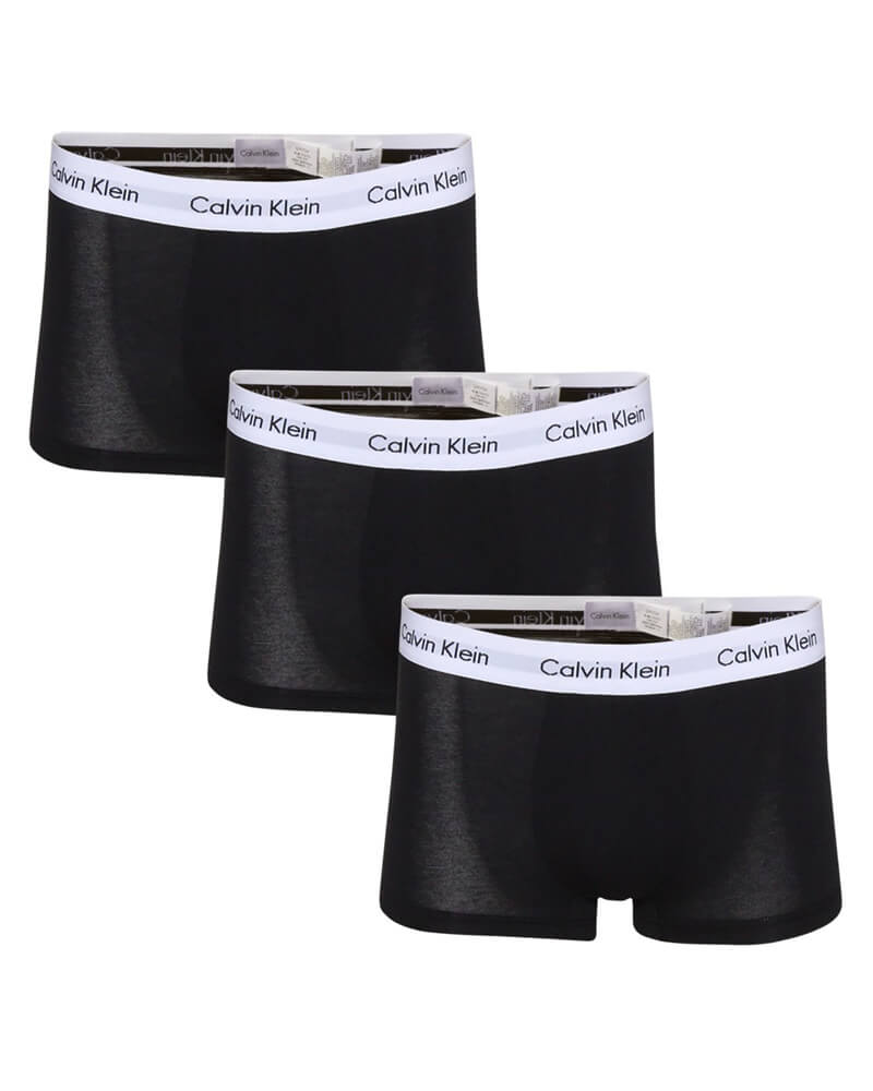 Calvin Klein Cotton Stretch Low Rise Trunks 3-Pak Sort - Str XL 3 Stk Apparel & Accessories Clothing Underwear Socks Beautycos