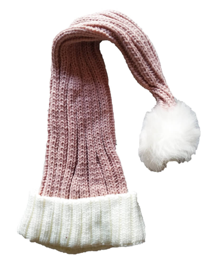 Nissebanden Coarse-Knitted Santa Hat Pink White Apparel & Accessories Clothing Beautycos